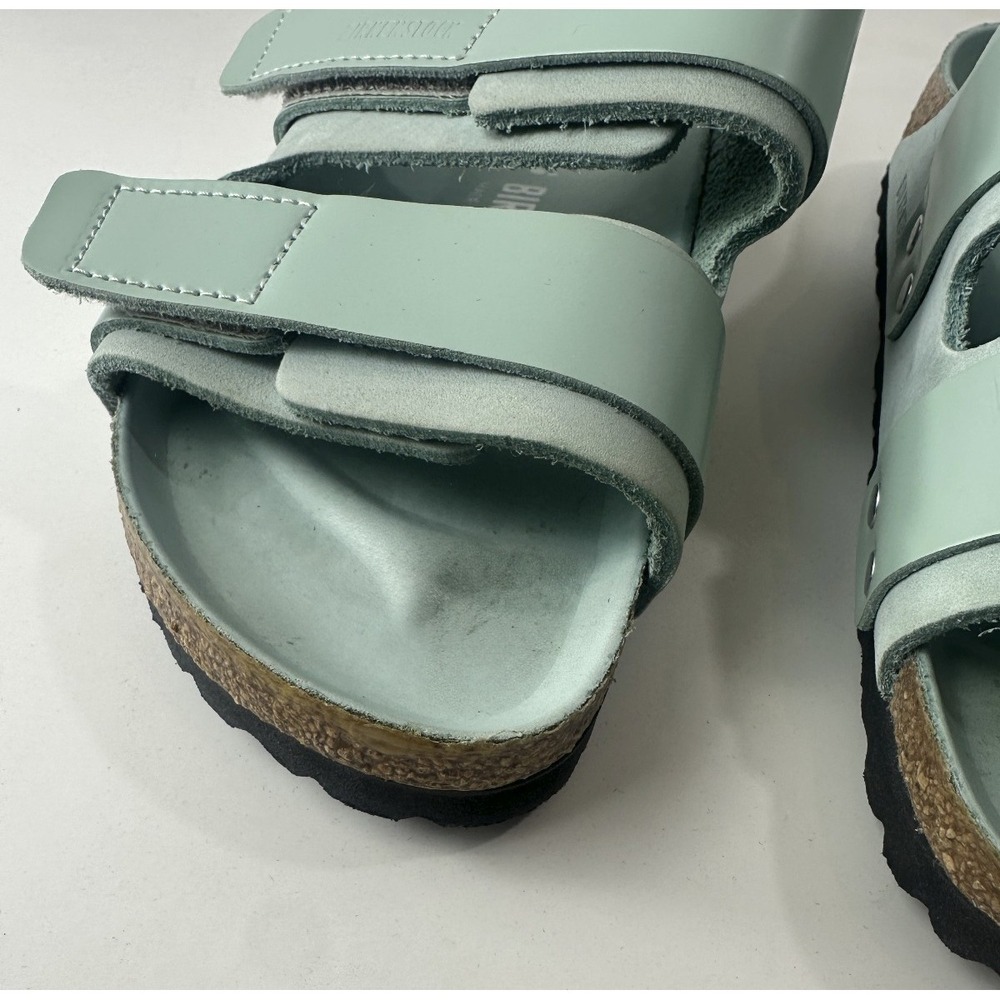 Birkenstock Uji Nubuck Leather Strap Slide Sandals Green Hook Loop Ladies Size 5 - Picture 11 of 16
